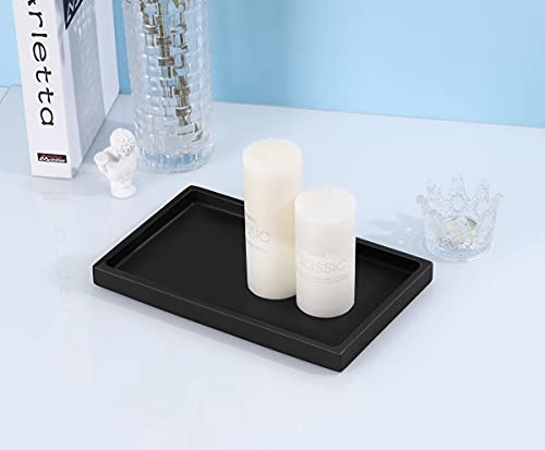 Emibele Bathroom Vanity Tray Countertop, 10" Rectangular Marble Resin Tray | Dresser Kitchen Sink Tray, for Jewelry Cosmetic Perfume Soap Candle, Lightweight Waterproof Tray, Medium, Matte Black - color: Matte Black, size: 10" x 6.1" x 0.8"