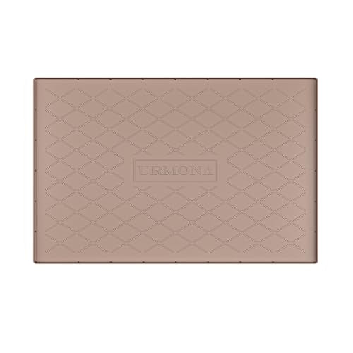 URMONA 34" x 19" Waterproof Silicone Mat in Multiple Sizes & Colors, Under Sink Mat for Kitchen & Bathroom, Pet Food Pad for Dogs & Cats, Kitchen Cabinet Liner, Multi-Purpose for Storage(Khaki) - color: Khaki, size: 19"W x 34"L