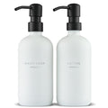 MaisoNovo Soap Dispenser 2-Piece Set | 16.9oz Clear Bottles with Black Plastic Pumps - color: White/Black