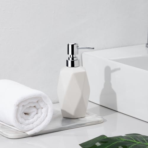 Soap Dispenser, 13.5oz Ceramic Soap Dispenser Bathroom for Kitchen & Bathroom (White) - color: White