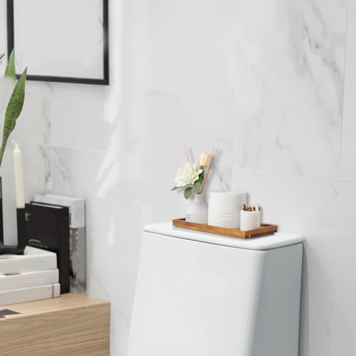 ALELION 11.7" Bathroom Vanity Tray for Counter - Acacia Wood Decorative Tray for Toilet Tank Makeup Perfume Jewelry Catchall Coffee Table - Wooden Kitchen Countertop Organizer for Soap Dispenser - color: Acacia, size: 11.7" x 6" x 0.8"