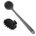 Silicone Body Scrubber & Scalp Massager, Long Handle Back Scrubber for Shower, Exfoliating Brush, Hair Dandruff Shampoo Brush for Men, Women & Kids - color: Gray