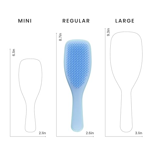 Tangle Teezer Ultimate Detangler Brush, Straight to Wavy, Denim Blues | Patented two-tier, regular-flex teeth reduce breakage & split ends on wet or dry hair; Shower-friendly hairbrush for all ages - color: Denim Blues