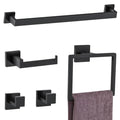 5 Pieces Towel Bar Set Matte Black Bathroom Hardware Accessories Set Include Towel Rack TP Holder Towel Ring Coat Hooks Stainless Steel Wall Mounted Towel Holder Set for Bathroom,23.6 in - color: 5 Pcs Matte Black