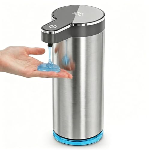 Automatic Liquid Soap Dispenser, Touchless Rechargeable Soap Dispenser for Kitchen & Bathroom, Stainless Steel, 4 Adjustable Foam Levels, USB-C, Waterproof, 12oz/350ml(Stainless Steel Liquid) - color: St-01 Liquid Gray