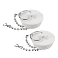 uxcell 2 Pcs Tub Stoppers, Rubber Bathtub Stoppers 1-1/4" Kitchen Sink Drain Stopper, Bathroom Drain Plug with Pull Ring and 15" Beaded Chain, White - size: 1-1/4"