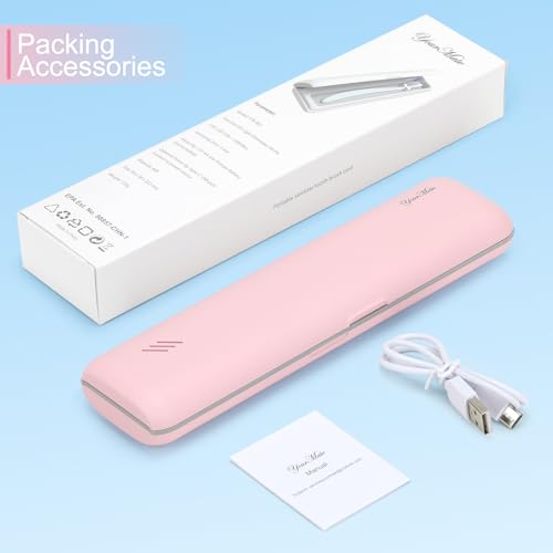 YourMate Toothbrush Sanitizer Case Travel Toothbrush Covers Case for Houshold and Traveling Power by AA Battery or USB-C Pink - color: Pink