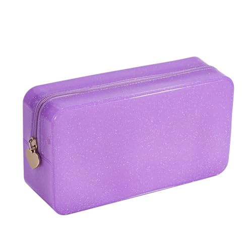 PVC Jelly Travel Makeup Bag,Waterproof Cosmetic Bag/Case with Zipper, Toiletry SPF Bag for Sunscreen, Skincare, and Daily Essentials (02 Purple) - color: 02Purple