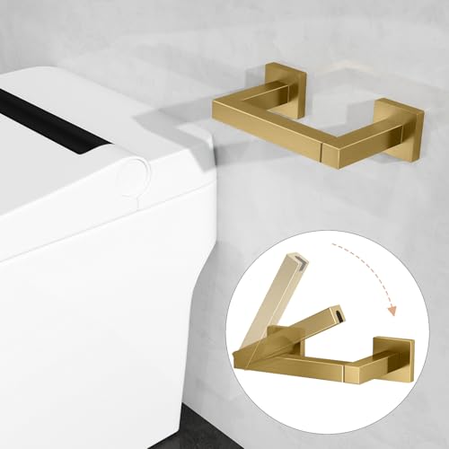 FEILERN Toilet Paper Holder, Wall Mount Pivoting for Bathroom, Gold | Square Tissue Paper Holder, Stainless Steel, Double Post Pivoting, Commercial Toilet Paper Dispenser - color: Gold, size: 1 Pack