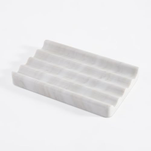 Soap Holder, Marble Soap Dish for Shower, Bar Soaps Holder with Water Ripple Design, Easy Cleaning Soaps Saver for Kitchen Sink，Bathroom, Executive Greek Natural Stone Tray(Agiax) - color: Agiax