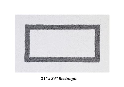 Better Trends 100% Cotton Hotel Collection Bath Mats Set, White & Gray Mats - Tufted, Reversible & Absorbent & Machine Washable 2 Piece Bathroom Rug Set, Shower & Sink Bath Mat, Rugs for Bathroom - color: White & Gray, size: 2 Piece Set (17" x 24" | 21" x
