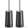 Toilet Brush and Holder, 2 Pack Toilet Brush with 304 Stainless Steel Long Handle, Toilet Bowl Brush for Bathroom Toilet-Ergonomic, Elegant,Durable (Black) - color: Black