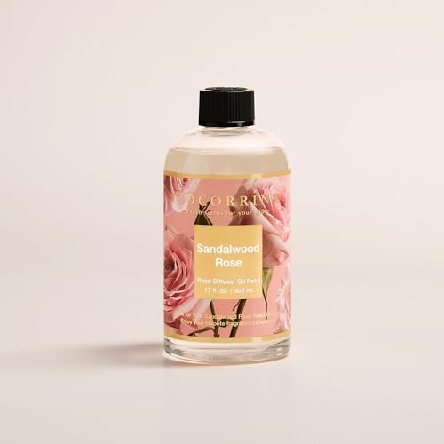 Cocorrína Reed Diffuser Refill Sandalwood Rose 17oz (500ml) with 8 Sticks - Premium Long-Lasting Floral Essential Oil, Home Fragrance for Bedroom, Bathroom Home Decor - size: 17 Fl Oz (Pack of 1)
