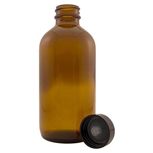 GreenHealth 8 oz Amber Glass Bottles with Black Phenolic Lids – Pack of 2 – Refillable Boston Round Bottles for Essential Oils, Tinctures, Serums, and Lab Use