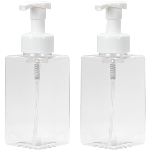 Ginger Lily Farms Foaming Soap Dispenser, Refillable Plastic Pump Bottles for Liquid Hand Soap, 15 oz. Clear Bottle with White Pump, 2-Pack - style: 15 Oz Clear