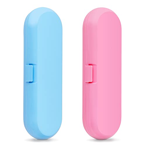 Fowecelt 2 Pack Electric Toothbrush Travel Case for Oral-B Pro and Other Electric Toothbrush, Portable Travel Toothbrush Holder(Blue & Pink) - color: Blue & Pink