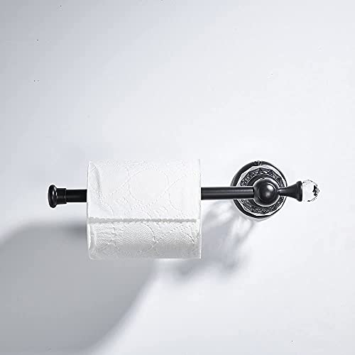 BATHSIR Crystal Toilet Paper Holder, Black Toilet Roll Holder Modern Bathroom Accessories Zinc Alloy Tissue Hanger Wall Mounted - color: Black