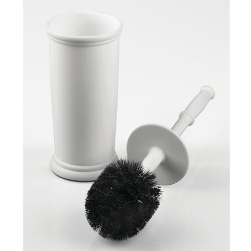mDesign Toilet Bowl Brush and Holder - Covered Bathroom Toilet Brush - Standing Toilet Bowl Scrubber in Modern Holder - Space Saving, Deep Cleaning Brush for Toilet - Hyde Collection - Light Gray - color: Light Gray