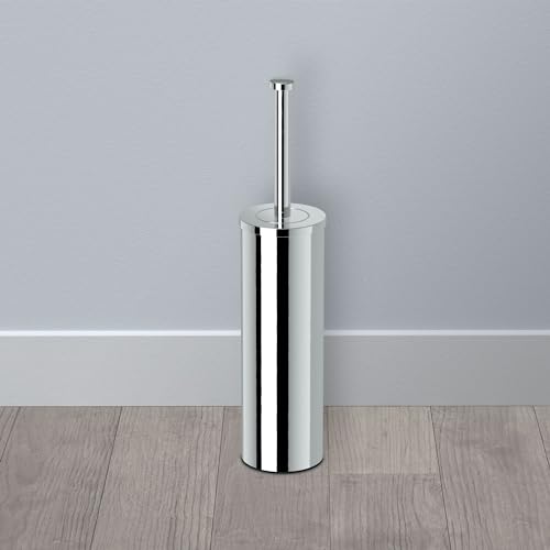 Gatco 1481 Latitude II Slender Toilet Brush Holder, Freestanding Bathroom Toilet Brush Set, Chrome - color: Chrome, size: 15"H, style: Latitude II
