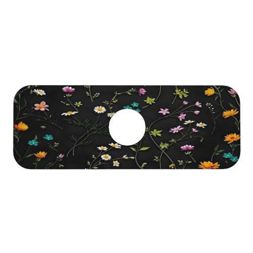 Flower Branch Pattern Design Cute Kitchen sink faucet pad, strong water absorption, anti slip, easy to clean, very suitable for splash and drip prevention, suitable for kitchens and bathrooms - color: Flower Branch Pattern Design Cute