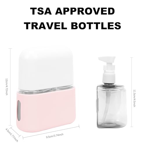 Skycase Travel Bottles - Leak Proof Refillable Tsa Approved Travel Size Toiletries, 2 in 1 Liquid Bottles Containers with Labels and Funnel Airplane Accessories Kits for Lotion Liquid (Pink) - color: Pink, size: 2 in 1