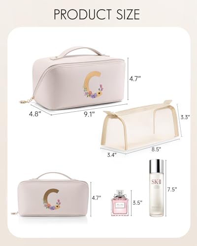 VLANDO Bridal Shower Gifts,Initial Makeup Bags,Gifts for Women Birthday Gifts for Women Girls Personalized Gifts for Wife Thanks Gift(Letter C) - color: 14.White-C