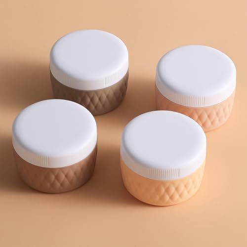 Kuangre Travel Containers for Toiletries, Silicone Cream Jars BPA-Free, TSA Approved 2oz Travel Size Containers, Leak-proof Silicone Jars with Lid for Cosmetic Face Hand Body Cream (4 Pack) - color: Apricot, size: 2 Ounces