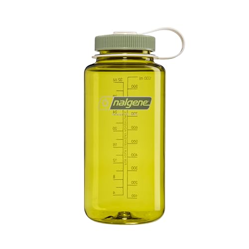 Nalgene 32 oz Wide Mouth Water Bottle | BPA-Free, Durable & Leak Proof, Lightweight Bottle for Hiking & Gym, Work & Travel - color: Endive w/ Oil Green, size: 32 Ounces