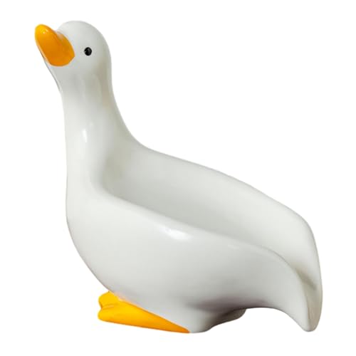 Ceramic Soap Dish Soap Holder Vivid Duck Shape Case Box Bathroom Soap Dishes Drain Tray for Kitchen Shower Bathtub Bathroom, White - color: White
