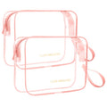 Icramsy Clear Makeup Bag,2 Pack TSA Approved Toiletry Bag Travel Toiletry Bag Hanging Makeup Cosmetic bag for Women Men (Pink) - color: Pink