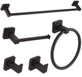 5 Pieces Black Bathroom Hardware Set,Wall Mounted 23.6 inch Towel Bar Set Matte Black,Towel Rack Set,Toilet Paper Holder,Matte Black Bathroom Accessories Set - color: Matte Black