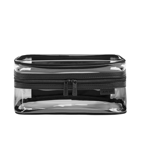 Away Clear Toiletry Bag - Water-Repellent Travel Toiletry Bag with 2 Compartments, U-Zip Opening, Interior Zip Pocket - Jet Black - color: Jet Black