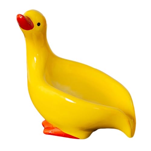 Ceramic Duck Soap Dish with Self-Draining Tray, Yellow Bathroom Soap Holder for Shower, Bathtub, and Kitchen Countertop - color: Yellow