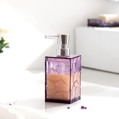 HBlife Bathroom Accessories Set, Lavender Purple Acrylic Bathroom Counter Set with Toothbrush Holder, Soap Dispenser, Tumbler, Soap Dish, Boho Modern Bathroom Decor, Ideal Gift Choice - style: purple