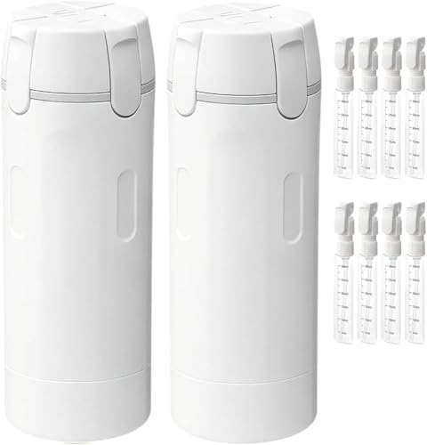 HISKI 4-in-1 Travel Bottles for Toiletries – Portable Shampoo, Conditioner, Lotion, Cream Containers with Labels & Measuring Scale – Leakproof Refillable Travel Bottles (2, White) - color: White