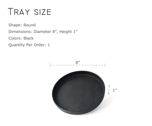 3 Trays Round Black Tray (8 Inch), Bathroom & Kitchen Hard Tray | Versatile Vanity, Coffee Table, Serving Tray | Farmhouse & Modern Countertop Organizer - color: Black-3 Tray, size: 8"