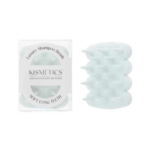 Silicone Shampoo Brush & Scalp Massager Exfoliator for Dry, Itchy & Dandruff Relief Ergonomic Scrubber for Deep Hair Washing - Hair Follicle Stimulator - Light Blue - color: Light Blue