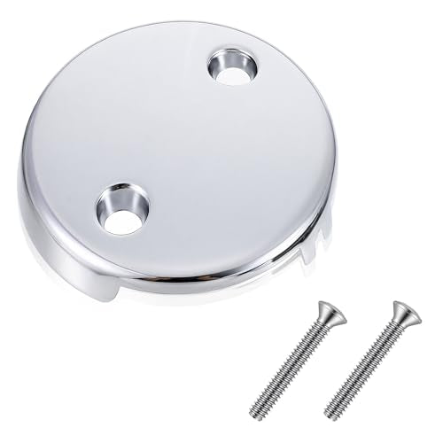 Tub Drain Overflow Covers, 3-1/8" Two Hole Bathtub Drain Overflow Cover with Screws, Fits Most Standard Bath Tub Drains(Silver)