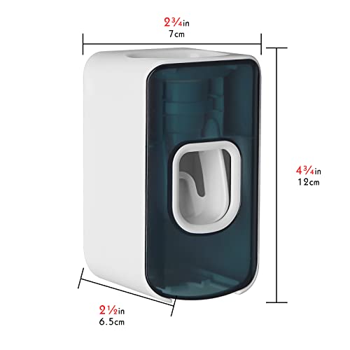 2 Slot Toothbrush Holder and Toothpaste Dispenser Wall Mounted, Automatic Toothpaste Squeezer, 2 in 1 Tooth Brush Toothpaste Organizer for Shower (Blue 2Pack) - color: Blue, size: 2