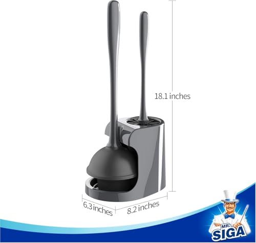 MR.SIGA Toilet Plunger and Bowl Brush Combo for Bathroom Cleaning, Gray, 2 Sets - color: Gray
