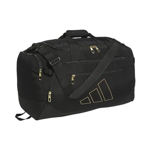 adidas Defender 5 Duffel Bag for Sports, Gym and Travel, Black/Gold Metallic, OSFA - color: Black/Gold Metallic, style: Small (42l)