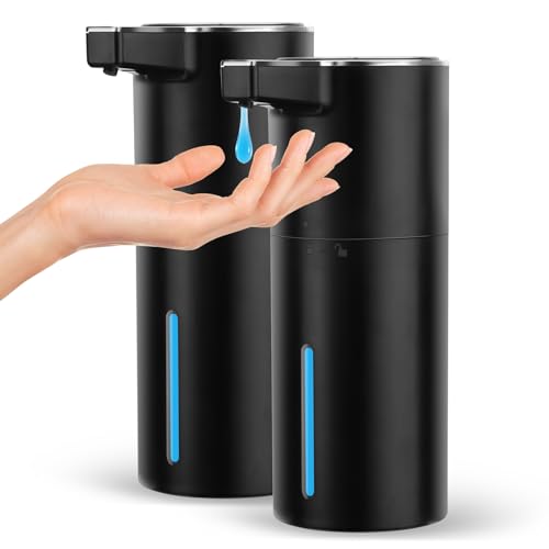 2 Pack Automatic Soap Dispenser: 13.52oz/400ml Wall Touchless Liquid - 4-Level Adjustable Modern Electric Hand Soap Dispenser - Kitchen Bathroom Kids Family Black - color: 2 Pack Black Liquid
