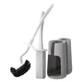 Toilet Brush and Holder Set with Pumice Stone – Long Handle Toilet Bowl Brush, Anti-Splash Scrubber, Ventilated Drip-Free Base, Deep Cleaner for Hard Water Stains, Limescale, Toilet Rings, Grey - color: Gray