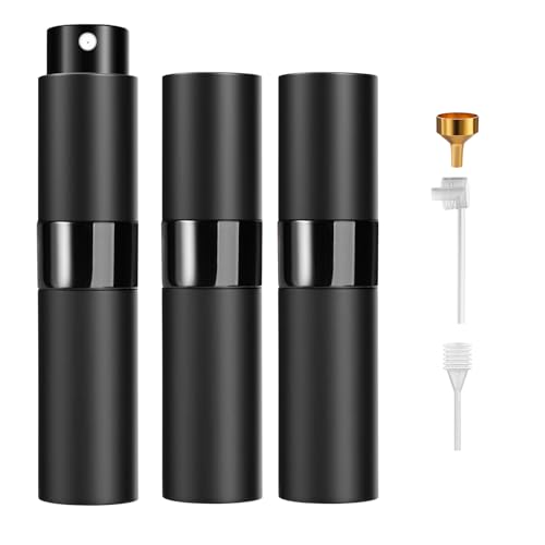 Perfume Travel Refillable Atomizer 8ML (3PCS) - Empty Cologne Spray Bottle, Portable & Leakproof Sprayer for Travel (Black) - color: Black