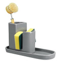 Geelin 3 in 1 Ceramic Kitchen Sink Caddy Dish Sponge Holder Scrub Brush Holder and Soap Tray for Kitchen Organizer Rustic Farmhouse Supplies (Gray) - color: Gray