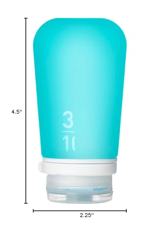 humangear GoToob+ (Large) | Refillable Silicone Travel Bottle | Locking Lid | Food-Safe Material | Aqua, Large (3.4 fl.oz.; 100ml) - color: Aqua, size: 3.4 Ounces