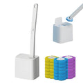 Disposable Toilet Brush, 2026 New Toilet Cleaning Supplies, Wall Mounted Toilet Bowl Cleaner Brush, Toilet Brush Holder, Toilet Bowl Brush and Holder Set (Wihte + 18pcs Brush Heads) - color: Wihte + 18pcs Brush Heads