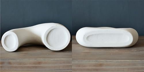 Carrot's Den Donut Vase, Set of 2 - White Large Ceramic Vase - Minimalist Nordic, Hollow | Table Centerpiece, Olive Plant, Wedding, Living Room, Bookshelf, Office, Modern Home, Entryway, Console - color: Warm White