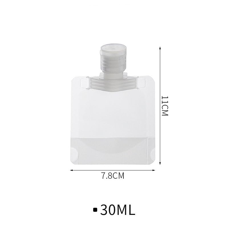 10Pcs Transparent Portable Fluid Packing Bags,New Travel Size Refillable Empty Squeeze Pouch, Premium Clear Travel Pouches for Toiletry, Lotion Shampoo Shower Gel Squeezable Bags (30ml),Bag and Cases