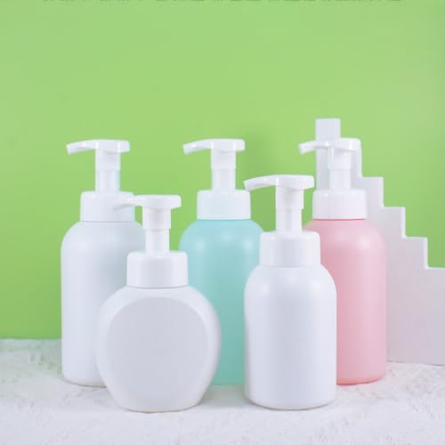 Kids Foaming Soap Dispenser, Plastic 10oz 300ml Cute Hand Toddler Soap Dispenser for Bathroom Flat Refillable Pump Bottles for Kitchen Liquid Shampoo Body Wash Set of 2 (White+White)
